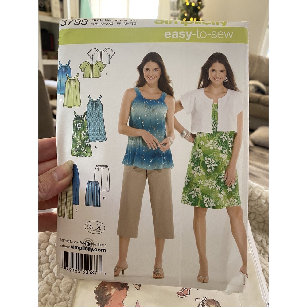 Simplicity Pattern 3799 Size M-L-XL-XXL Dress/Tunic-Pants-Shorts-Jacket Uncut